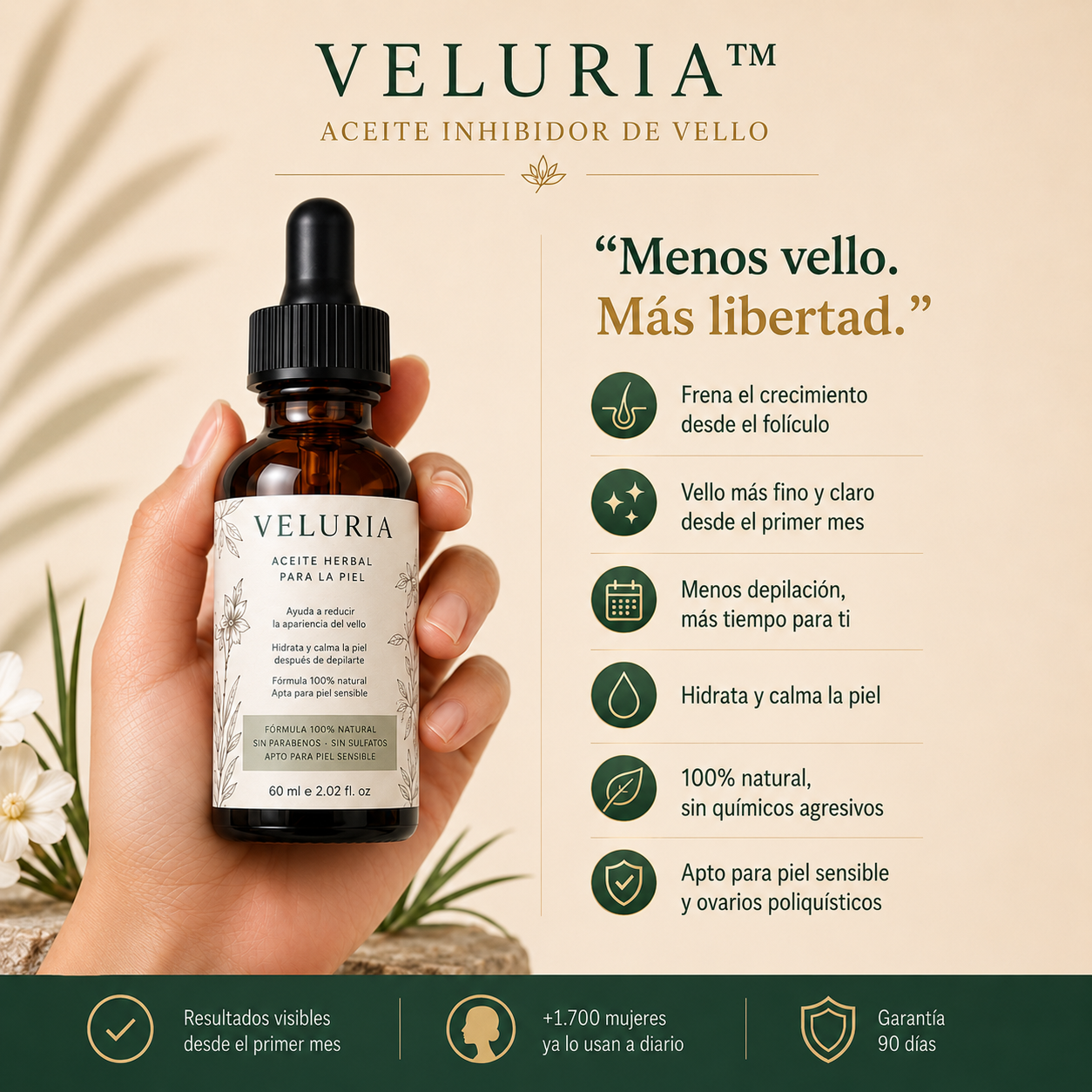 Aceite Anti-Vello Natural - Menos Vello Desde la Primera Semana