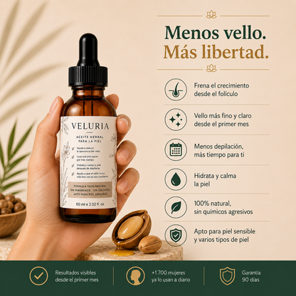 Aceite Reductor de Vello Facial — Fórmula 100% Natural